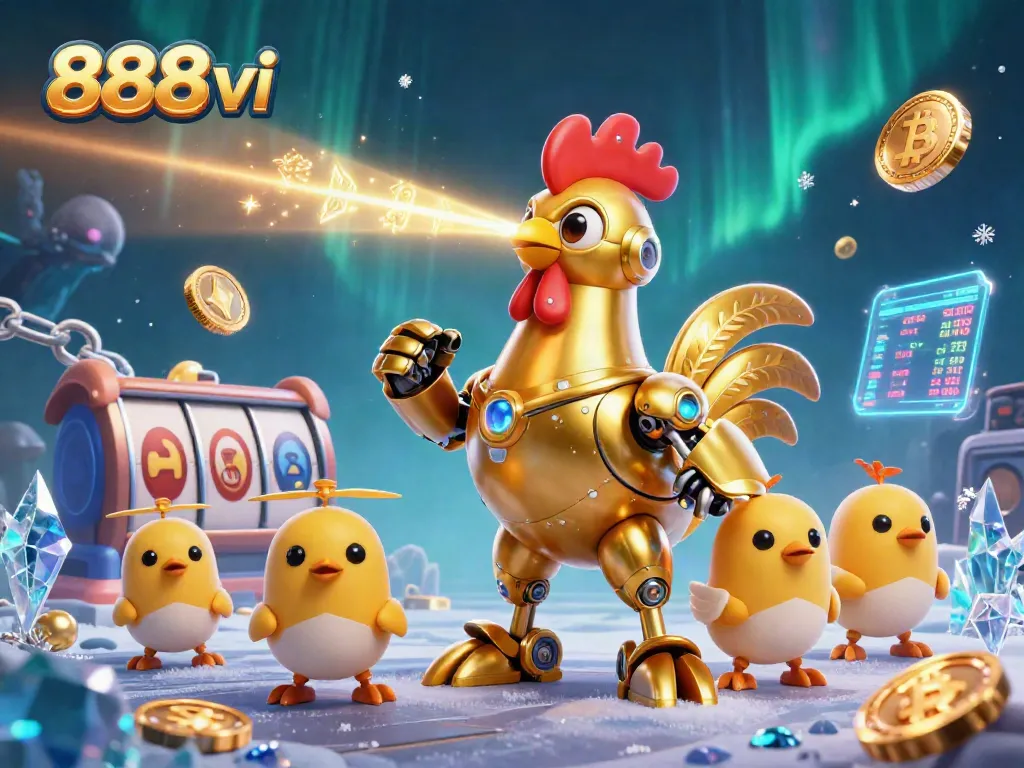 Experience thrilling gameplay at 888vi with a vibrant 3D illustration showcasing dynamic casino elements.