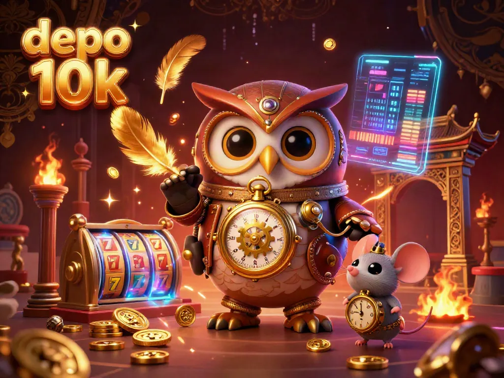 Experience the thrilling adventures of depo 10k with a lucky time-traveler owl and gold coins flying around!
