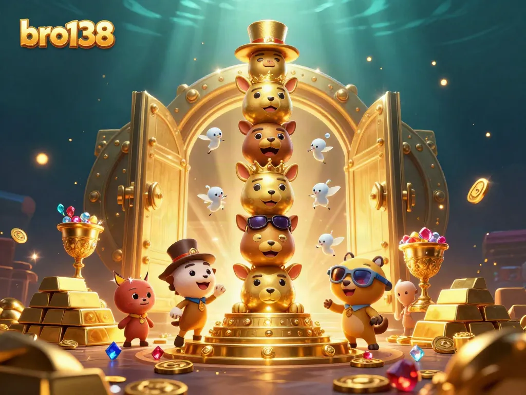 Engage with bro138's thrilling gaming atmosphere featuring a vibrant golden totem and treasures.
