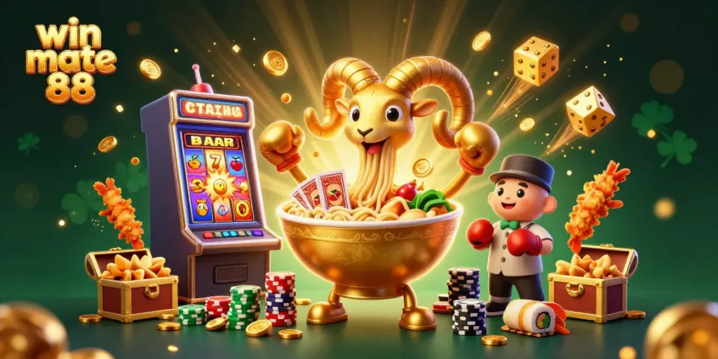 Experience fun with win mate 88 as the vibrant casino characters stack chips and deal cards.