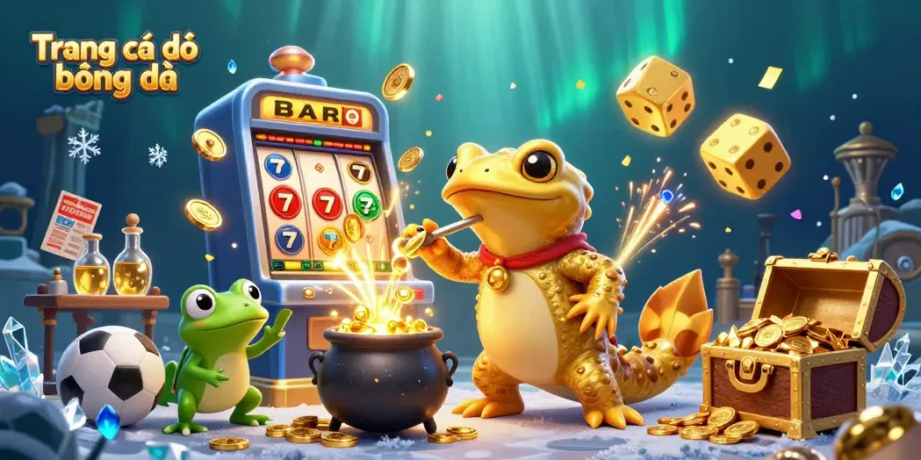 Experience the excitement of Trang cá độ bóng đá with a dynamic 3D casino scene featuring sports betting elements.
