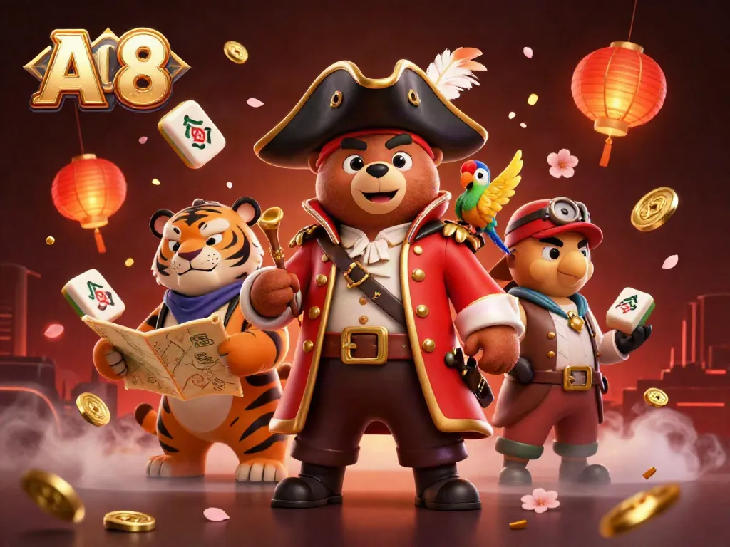 Experience thrilling gaming action with AO 88 in this vibrant casino-themed 3D illustration.