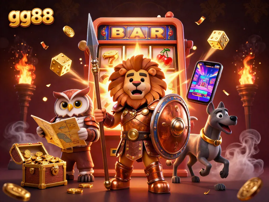 Experience the thrilling jackpot action of gg88 featuring vibrant games and characters in an exciting casino atmosphere.