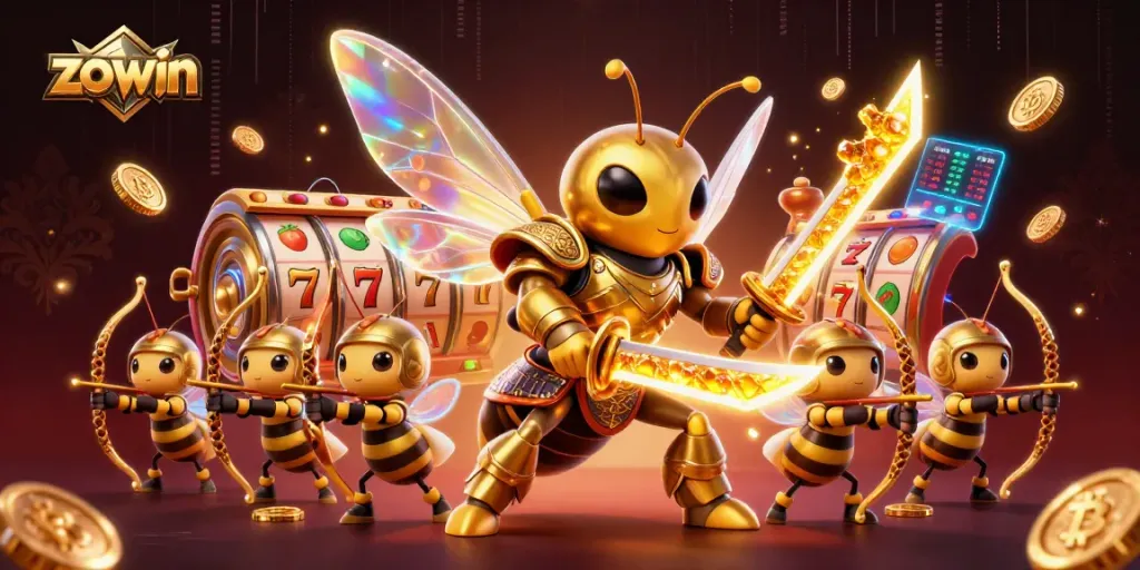 Zowin offers thrilling slot action with a 3D cartoon hornet character, adding excitement and energy to the casino scene.