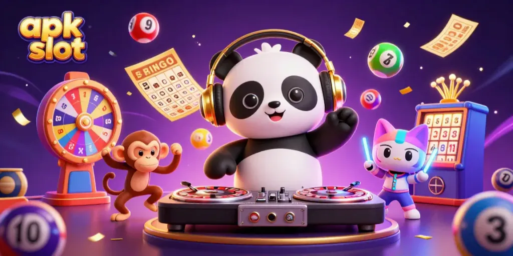 Experience vibrant fun with the apk slot scene featuring energetic characters dancing in an exciting casino atmosphere.