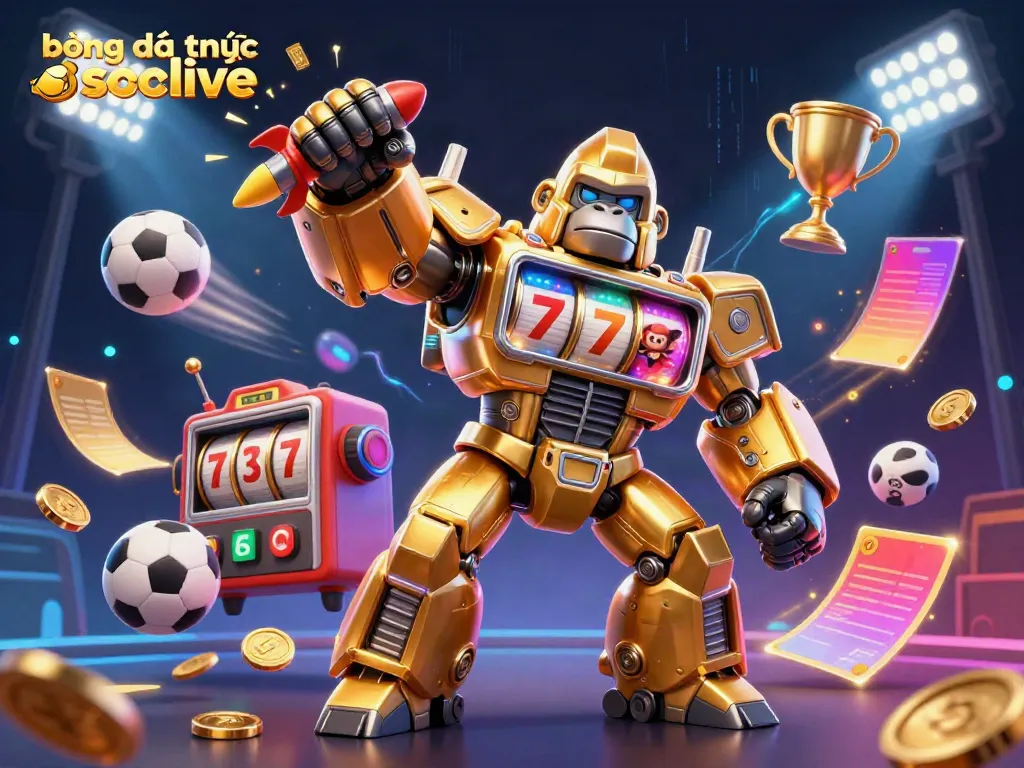 Experience the thrill of bóng đá trực tuyến socolive with a dynamic 3D illustration featuring exciting sports elements.