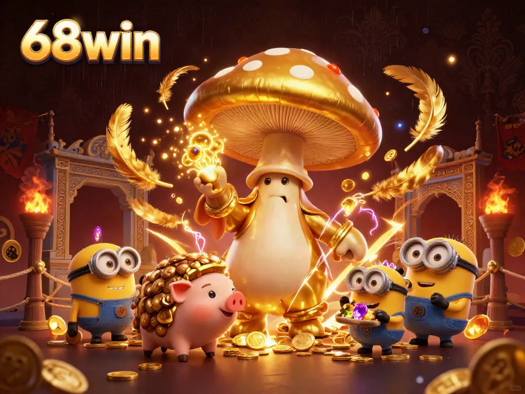 Experience the thrill of gaming at 68win with a vibrant 3D fantasy scene featuring magical characters and casino elements.