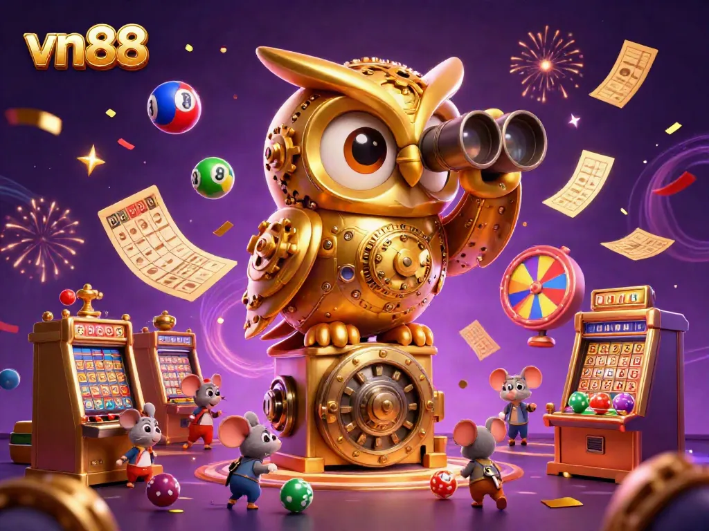 Engage in the excitement of vn88 with a vibrant casino scene featuring colorful slots and lively characters.