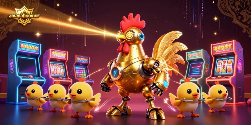 Menangkan jackpot di amanahnomor dengan permainan slot seru dan robot ayam futuristik.