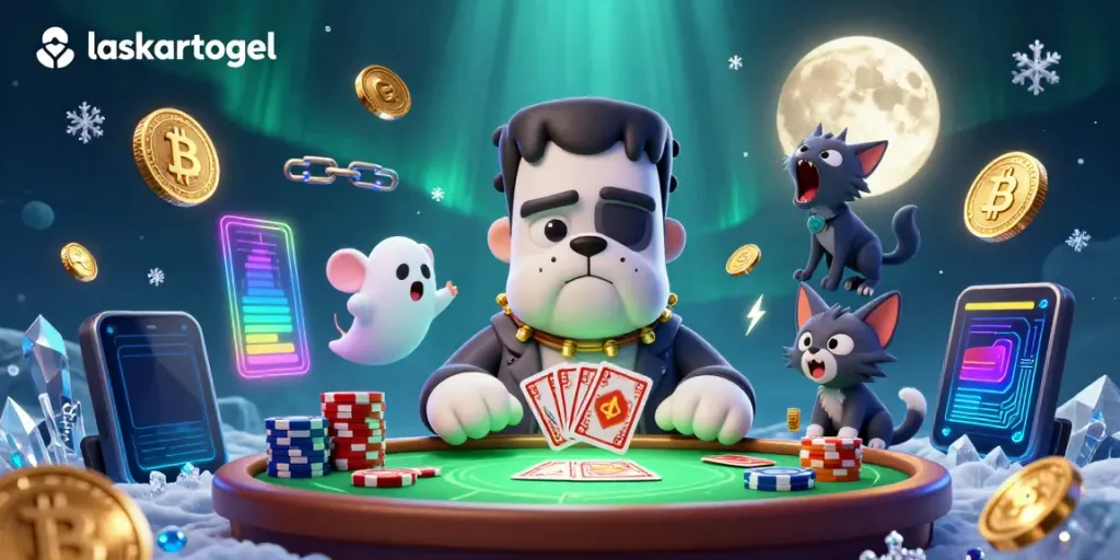 Experience thrilling gameplay with laskartogel at the spooky casino table with fun characters.