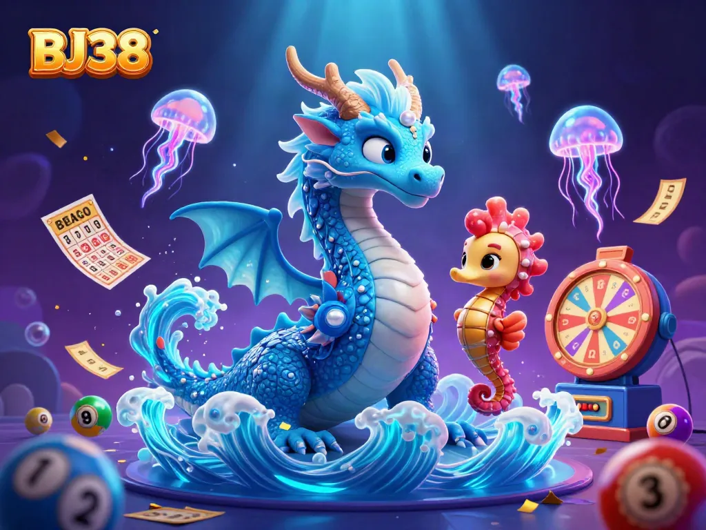 Engage with BJ38 and tantalizing elements in this vibrant underwater casino scene.