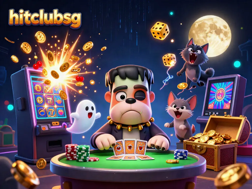 Engage with exhilarating poker gameplay at hitclubsg featuring a lively monster dealer and mystical elements.