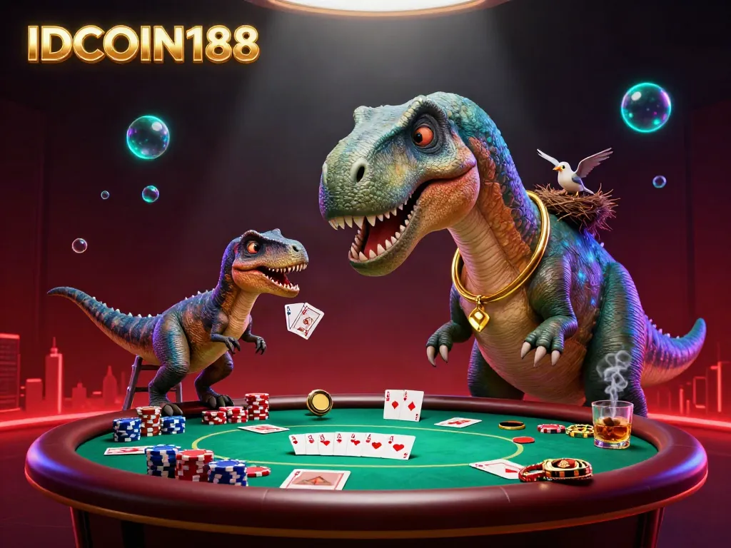 IDCOIN188 captivates players with a vibrant and imaginative casino scene featuring iconic gambling elements.