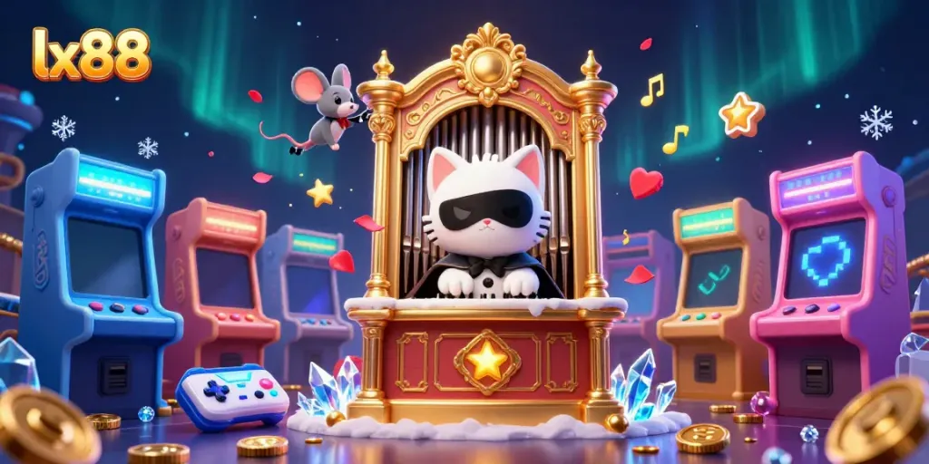 Experience thrilling gameplay at lx88 with a vibrant casino scene featuring a phantom cat and dynamic gaming elements.