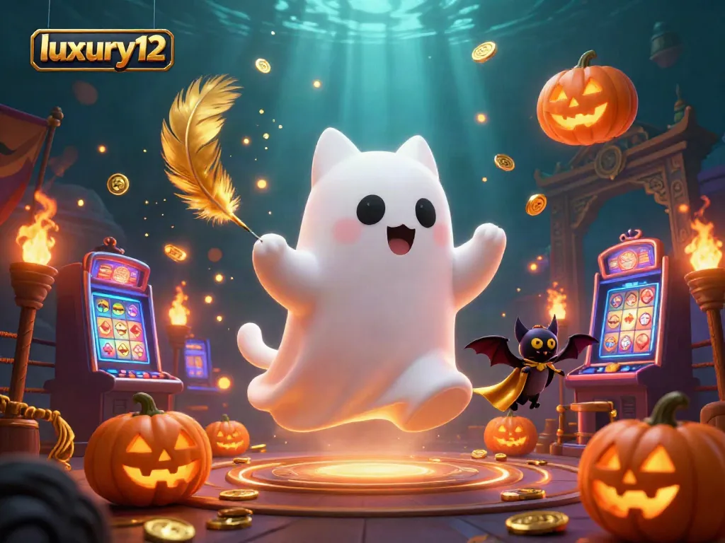 Engage with luxury12 as the ghost cat and vampire bat unveil the thrill of slots at a haunted casino.