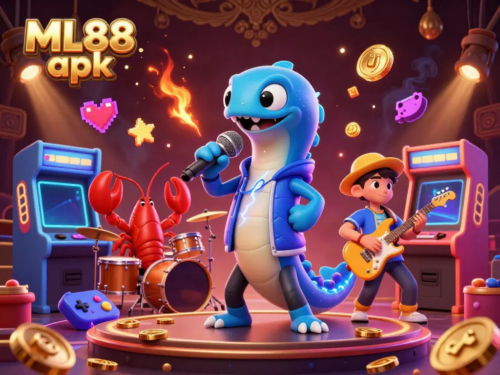 Engage with ML88 apk in a vibrant underwater casino atmosphere showcasing unique gaming elements and 3D characters.