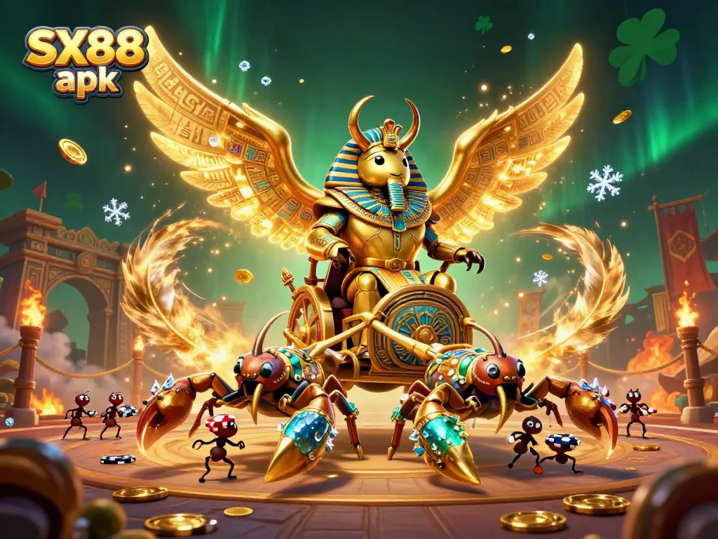 Engage with SX88 apk through an exciting 3D gaming scene featuring gambling elements.