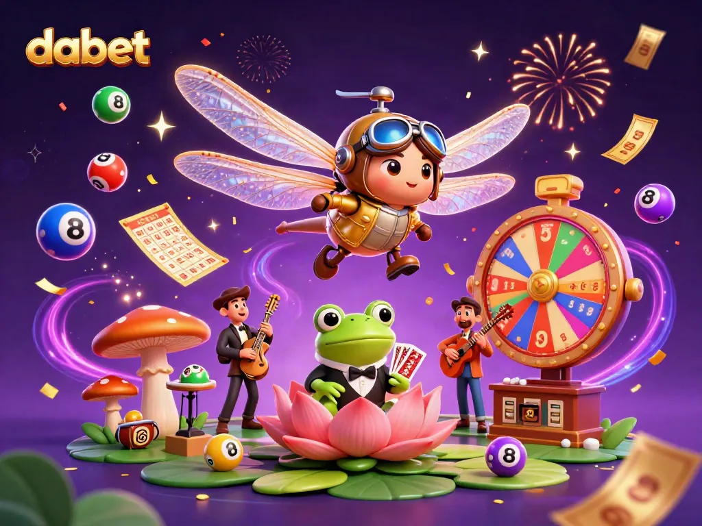 Dabet offers thrilling casino experiences, with animated characters enjoying games and vibrant visuals.