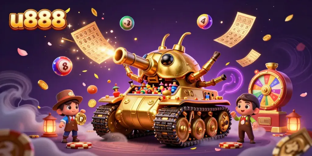 Engage with U888’s vibrant world of gaming, featuring a dynamic jackpot tank and lottery elements.