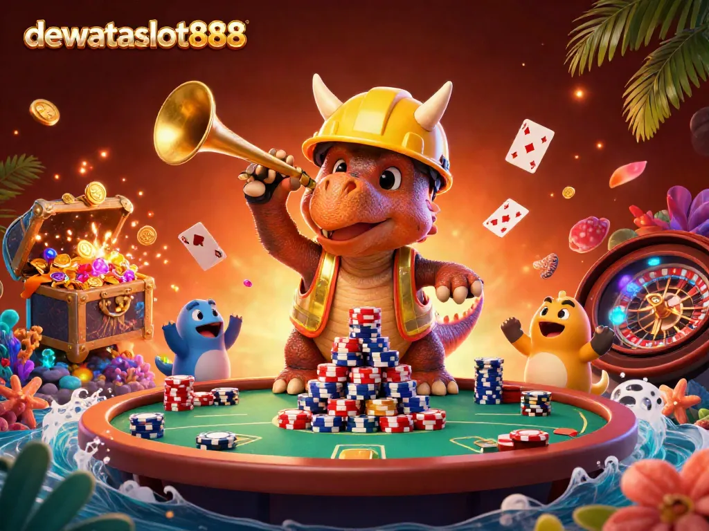 dewataslot888 merayakan kemenangan dengan suasana kasino yang meriah dan penuh detail