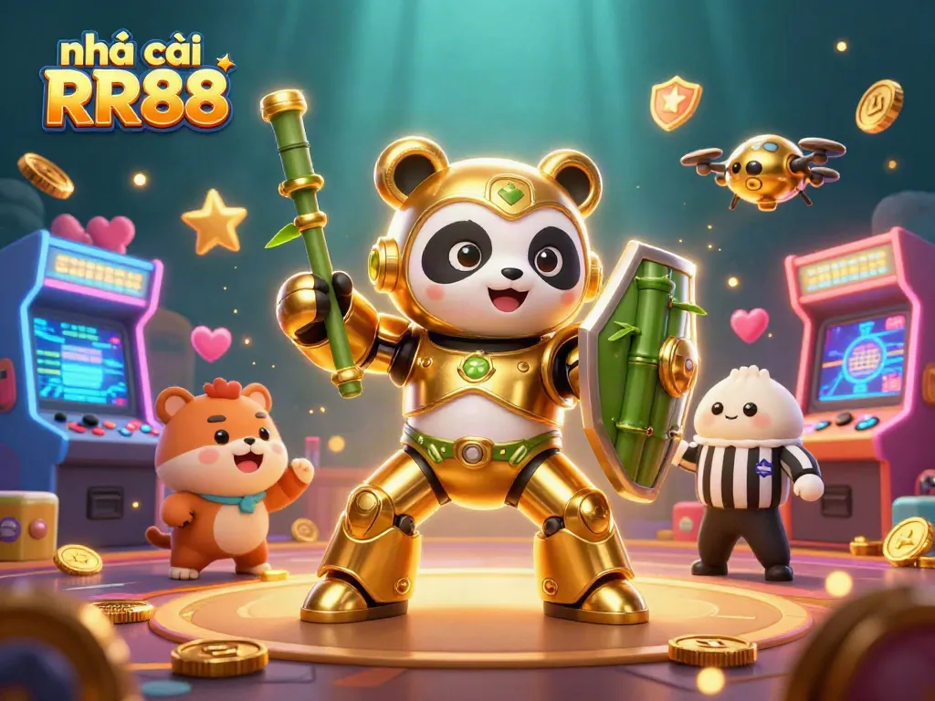 Engage with nhà cái RR88's exciting games in a vibrant, animated casino setting.