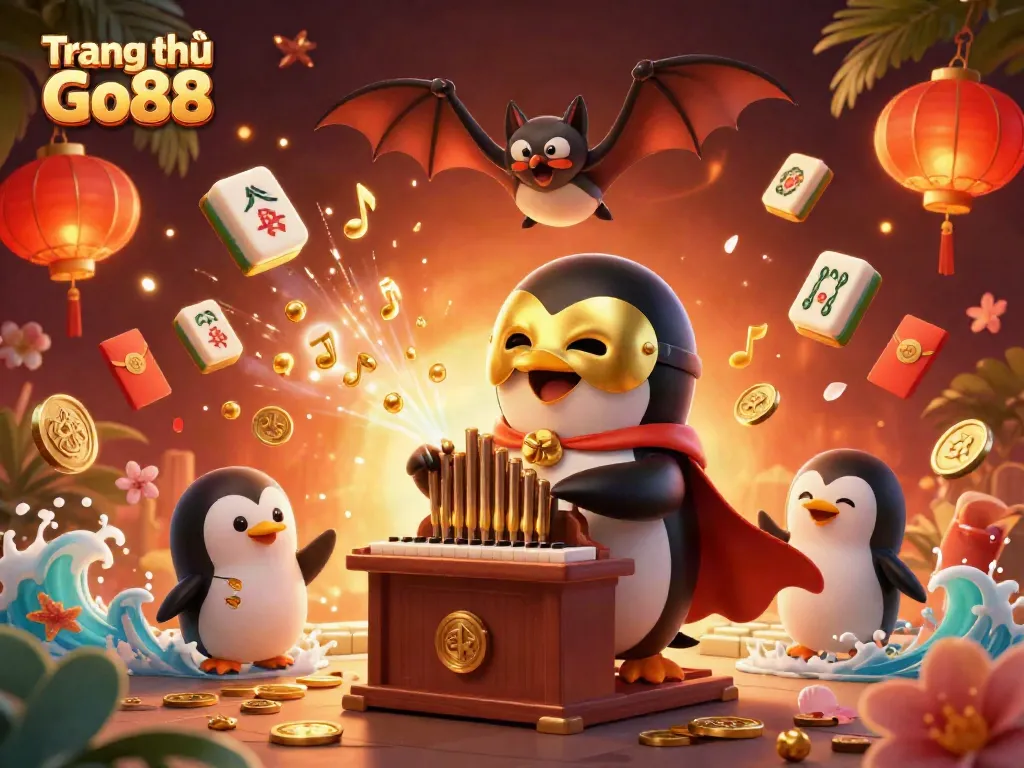 Win big at Trang chủ Go88 with the captivating 3D casino scene featuring animated characters and golden treasures.
