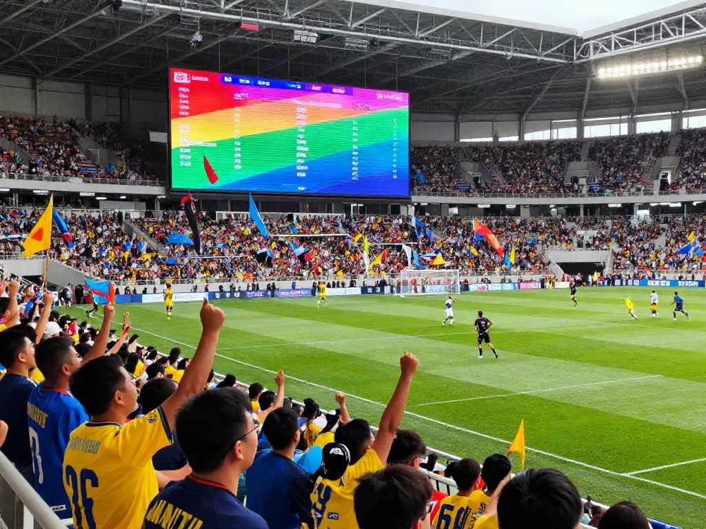 Exciting WWBOLA parlay betting experience at a packed stadium with cheering fans.