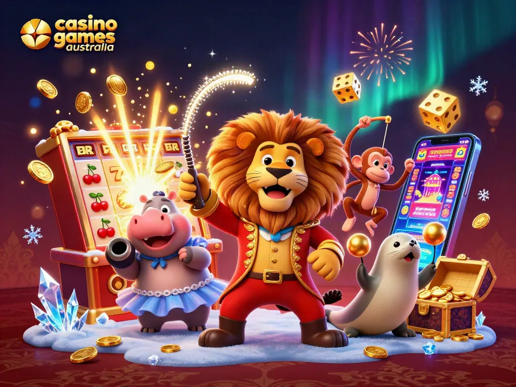 Experience the excitement of casino games Australia with vibrant characters and dynamic gaming elements.