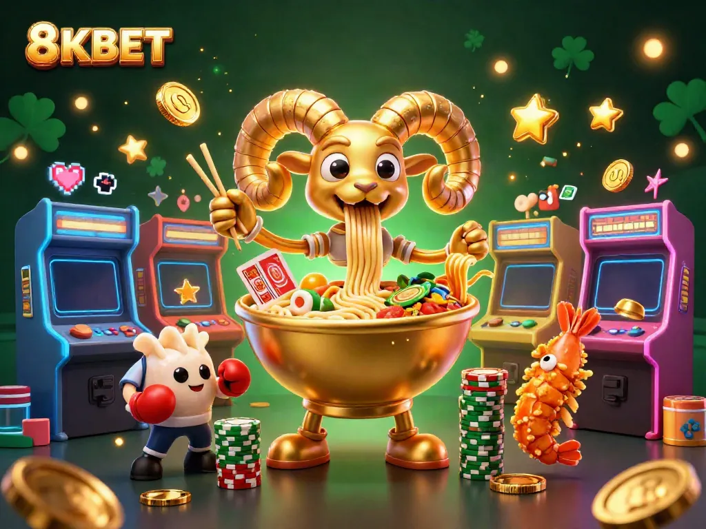 Experience the exciting world of 8KBET with dynamic casino characters and vibrant game elements.