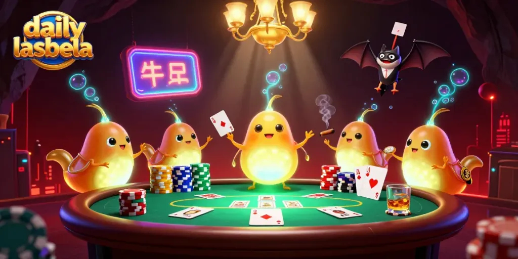 Engage with daily ak lasbela at a vibrant casino scene filled with bioluminescent glowworms and poker action.