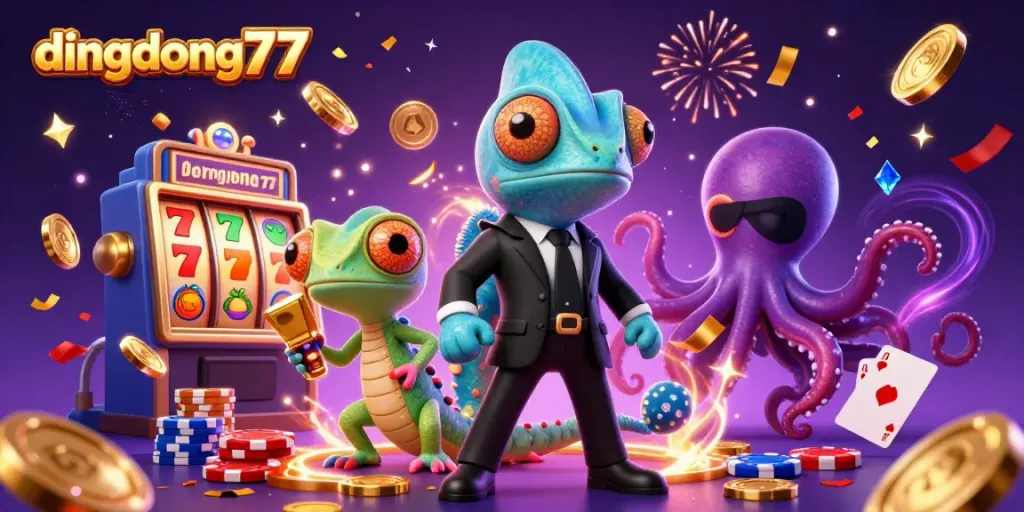 Spin winning jackpots on dingdong77 with vibrant characters and exciting casino elements.