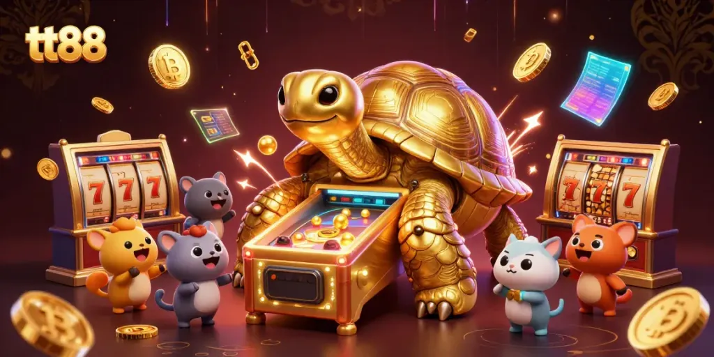 Spin jackpots and win big at tt88 with a vibrant 3D casino adventure illustration.