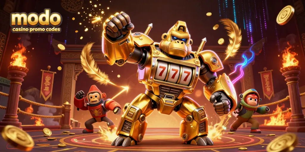 Win big with modo casino promo codes in a vibrant 3D casino scene featuring thrilling gaming elements.