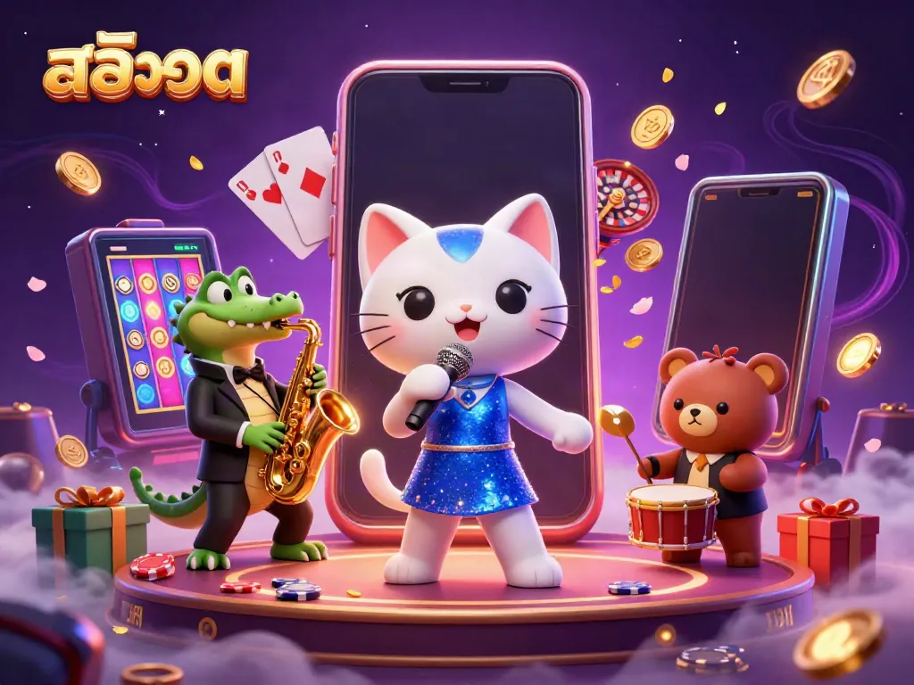 Discover exciting สล็อต gameplay with vibrant characters and dynamic casino elements in a rich illustration.
