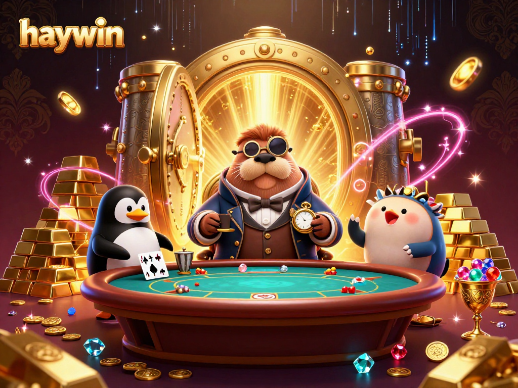 Experience excitement at Haywin with a jovial walrus playing poker under the sea.