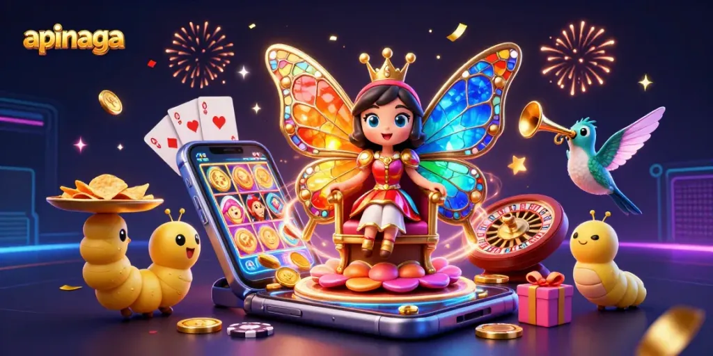 Experience the thrill of apinaga with spinning slot games and vibrant casino elements.