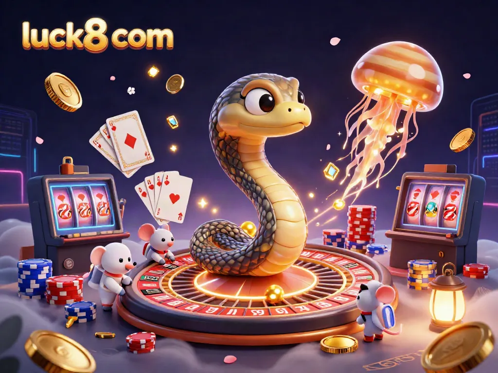 Experience joy at luck8 com with vibrant casino fun, featuring colorful characters and game elements.