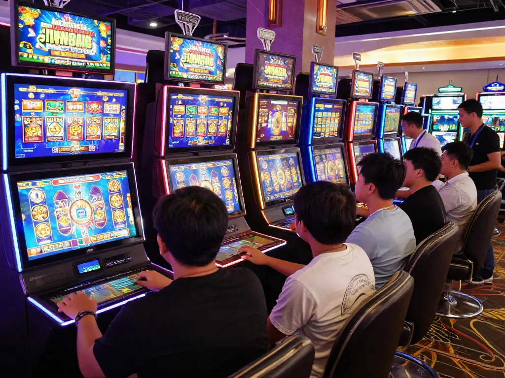 Players enjoying slot gacor maxwin games in an exciting and vibrant online casino environment