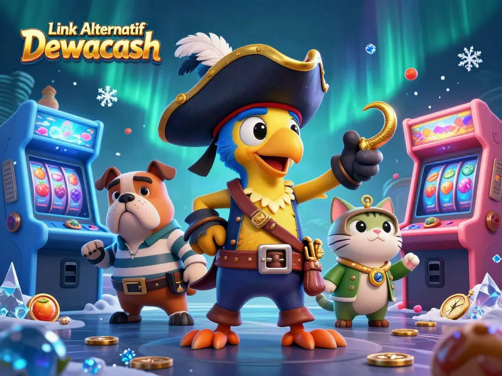 Experience gaming excitement with Link Alternatif Dewacash in this vibrant 3D illustration.