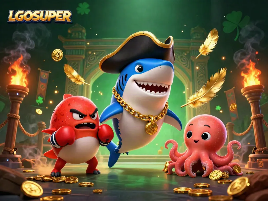 Experience thrilling gameplay at LGOSUPER with a vibrant illustration of playful characters and casino elements.