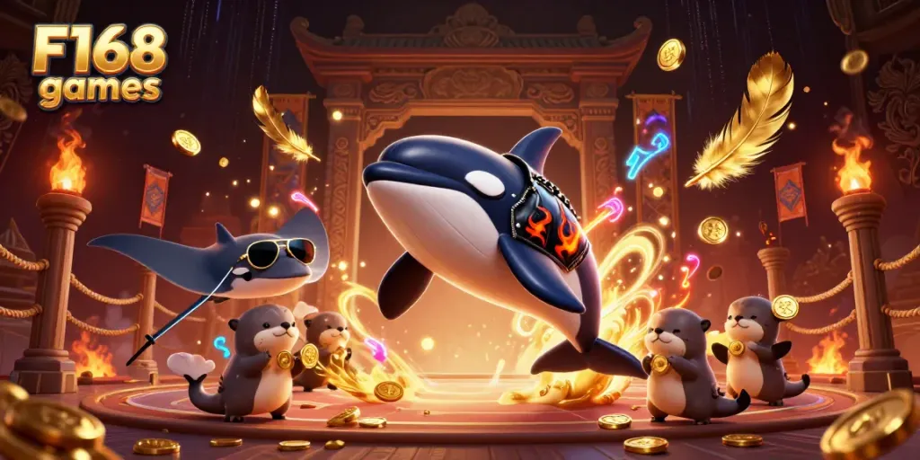 Experience the excitement of F168 games with dynamic characters and vibrant casino elements!