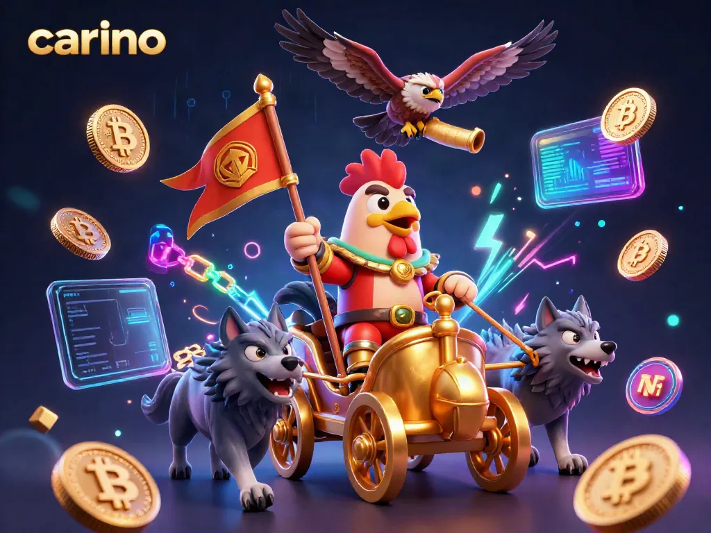 Engage in exciting gaming adventures with carino in a vibrant 3D casino world illustration.