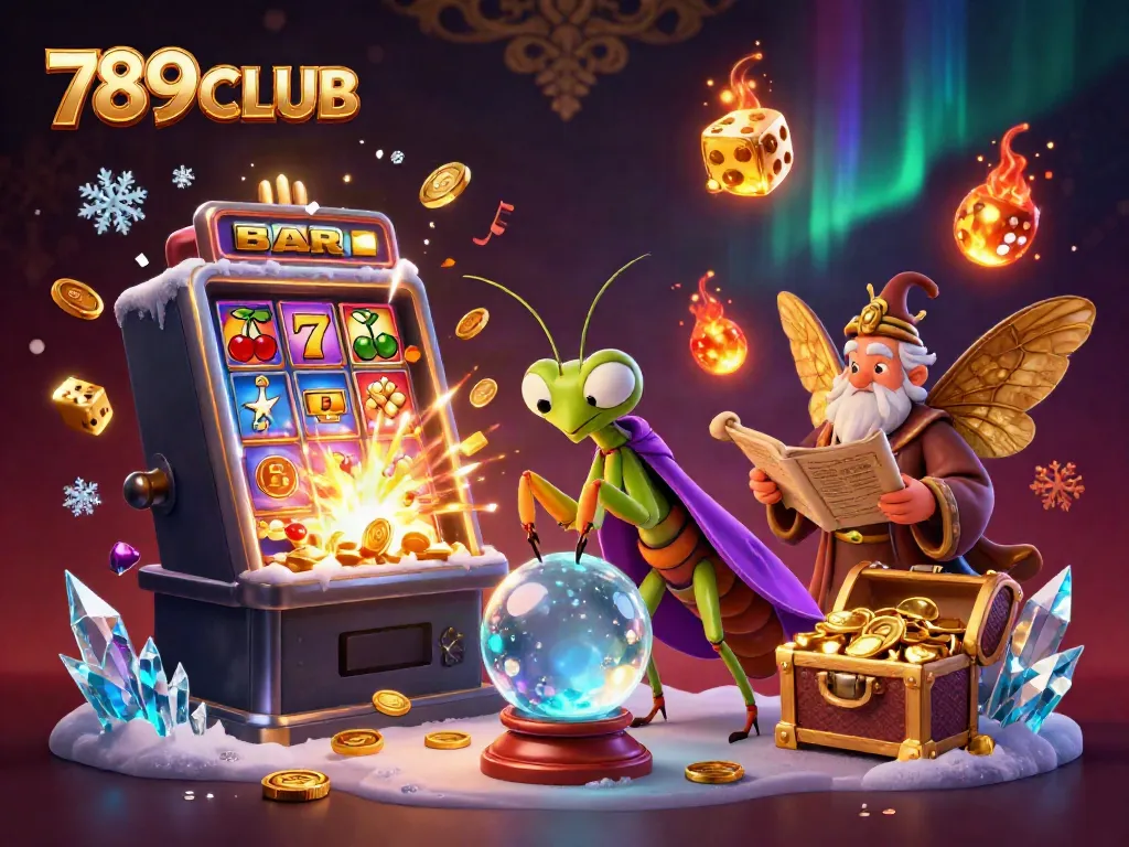 Experience the enchanting world of 789CLUB with vibrant casino characters amidst a jackpot explosion.