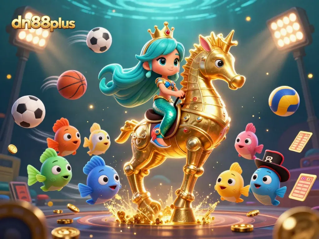 Experience thrilling gameplay at dn88plus with a vibrant 3D underwater casino scene filled with action and excitement.
