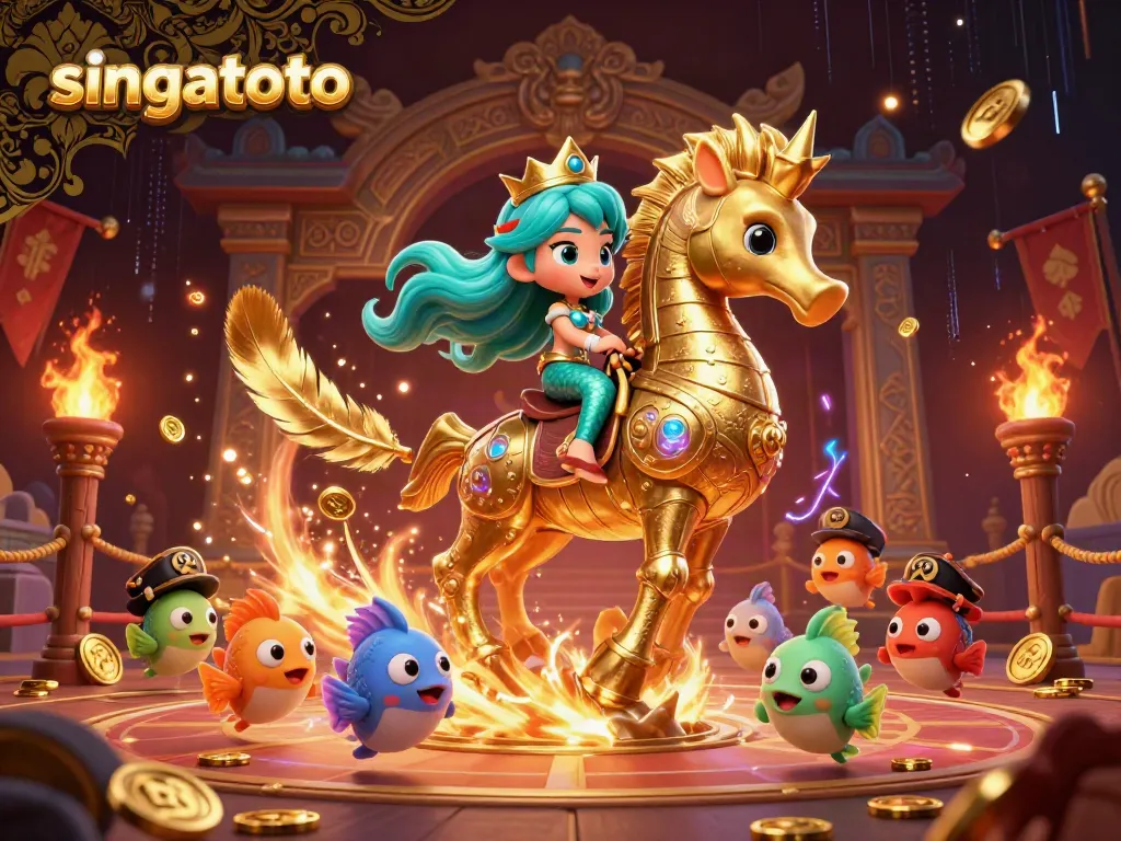 Engage in thrilling slot experience with singatoto's vibrant gambling digital art featuring unique characters.